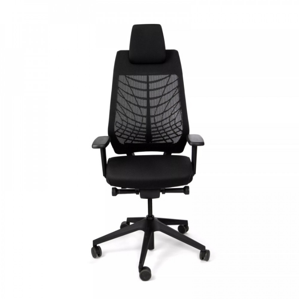 Interstuhl High Swivel Office Chair with Headrest and Armrests - (German Made) - Black - JC218