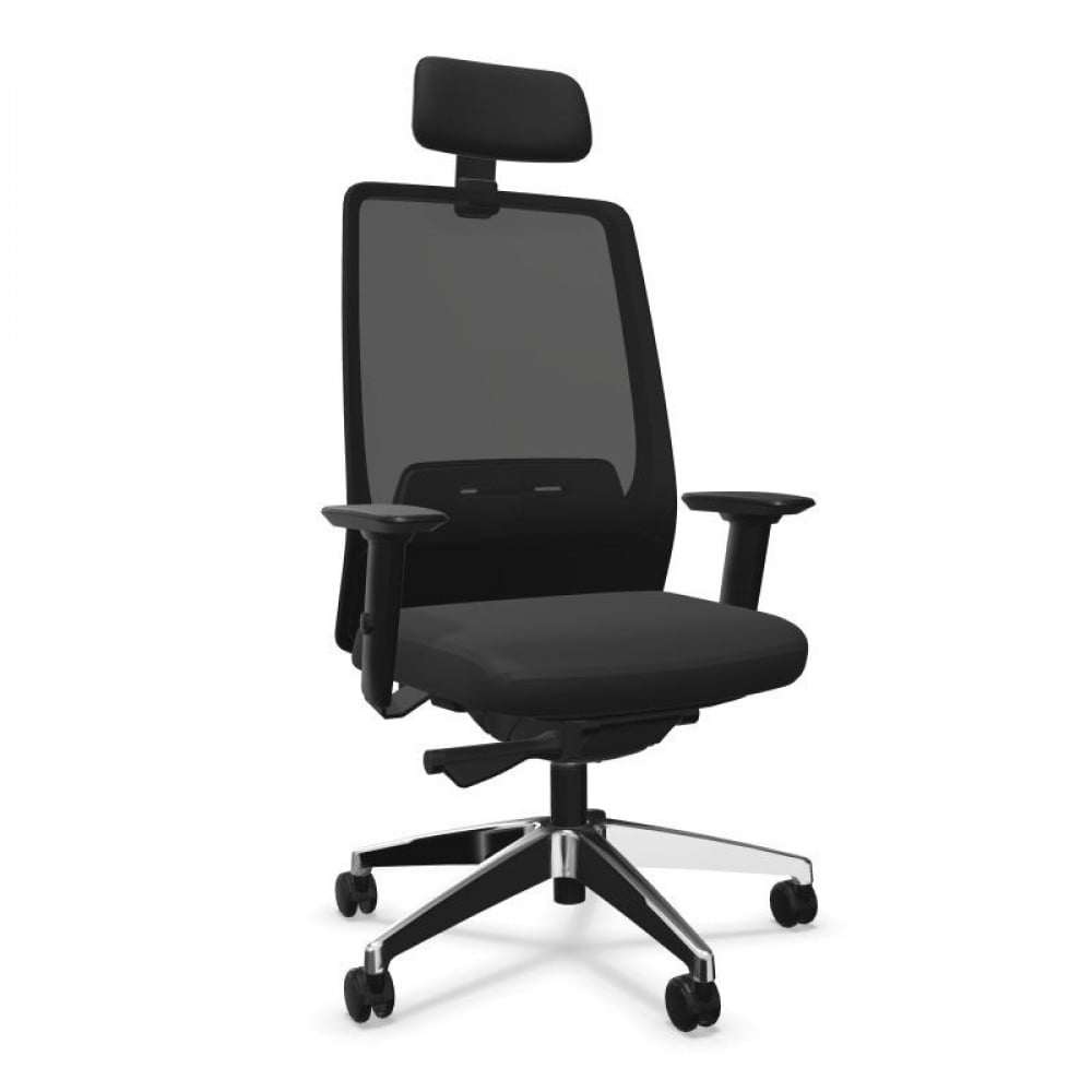 Bashtoul swivel office chair with headrest and armrests - black - S10G120L